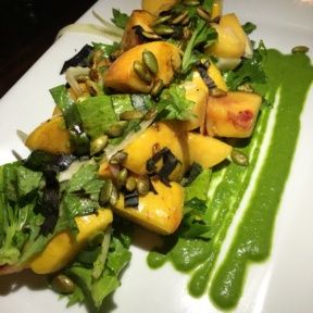 Gluten-free peach appetizer from The Misfit Restaurant + Bar